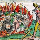 <p>Ilustración coloreada de la quema de judíos en <em>La Crónica de Nuremberg</em> (1493)</p>