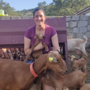 <p>Laura Martínez con sus cabras.</p>