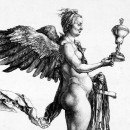 <p>Grabado de la diosa griega Némesis (1502).</p>