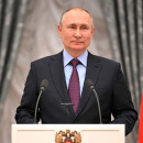 <p>Vladimir Putin durante una rueda de prensa el 22 de febrero de 2022.</p>
