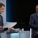 <p>Juanma Moreno (PP) y Juan Espadas (PSOE) en el debate entre candidatos a la presidencia de la Junta de Andalucía organizado por TVE.</p>