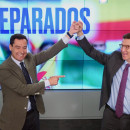 <p>Juanma Moreno y Alberto Nuñez Feijóo celebran los resultados electorales en Andalucía.</p>