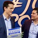 <p>Deltan Dallagnol (izquierda) y Sergio Moro (derecha) anuncian la candidatura al Congreso del primero.</p>