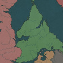 <p>Representación de Doggerland entre Gran Bretaña y Dinamarca.</p>