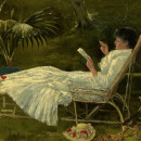 <p><em>Mujer leyendo.</em> Barbour, 1910. </p>