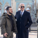 <p>Joe Biden y Volodímir Zelenski, durante la visita del presidente estadounidense a Kiev, el pasado 20 de febrero. </p>