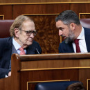 <p>Ramón Tamames y Santiago Abascal, durante la moción de censura.</p>