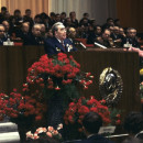 <p>Leonid Brézhnev, durante la inauguración del 18º Congreso del Komsomol (abril de 1978). <strong>/ Wikimedia Commons</strong></p>