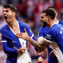 <p>Morata celebra su gol al Mallorca en el partido en que se conmemoraba el 120 aniversario del Atleti.</p>