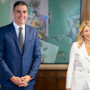 <p>Pedro Sánchez y Yolanda Díaz, en una reunión el 4 de octubre de 2023. / <strong>Congreso de los Diputados</strong></p>