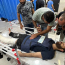 <p>Ismail Abu Hatab resultó herido mientras cubría como periodista el ataque a la torre Al-Ghafry. / <strong>Mahmoud Mushtaha</strong></p>