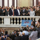 <p>Puigdemont y Junqueras, después de la votación de la DUI <em>fake, </em>en el Palacio de la Generalitat, el 27 de octubre de 2017. <strong>/ Generalitat de Catalunya</strong></p>