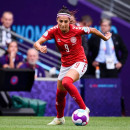 <p>La futbolista Nadia Nadim en un partido con la selección danesa.</p>