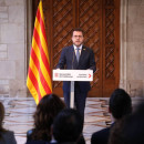 <p>Pere Aragonés comparece en el Palau de la Generalitat para anunciar el adelanto electoral, a 13 de marzo de 2024. / <strong>Generalitat de Catalunya</strong></p>