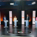 <p>Los candidatos a lehendakari en el debate organizado por RTVE el pasado 9 de abril. / <strong>RTVE</strong> </p>