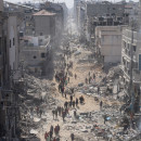 <p>Barrio de Rimal, situado al oeste de Ciudad de Gaza, en un imagen tomada el pasado 1 de abril de 2024. / <strong>Mohammed al-Hajjar</strong></p>