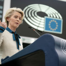 <p>La presidenta de la Comisión, Ursula von der Leyen, en el Parlamento Europeo en enero de 2023. / <strong>Andrea Adriani CC-BY-4.0 </strong></p>