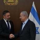 <p>Santiago Abascal y Benjamin Netanyahu el 28 de mayo de 2024 en Jerusalén. / <strong>X</strong></p>