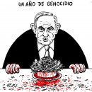 <p><em>Un año de genocidio</em>. / <strong>J. R. Mora</strong></p>