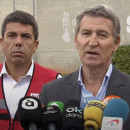 <p>Alberto Núñez Feijóo y Carlos Mazón durante la rueda de prensa en Valencia. / <strong>Youtube</strong></p>