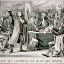 <p>Ilustración de Patrick Henry pronunciando su gran discurso sobre los derechos de las colonias ante la Asamblea de Virginia, convocada en Richmond, el 23 de marzo de 1775. / <strong>Library of Congress</strong></p>