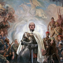 <p><em>Alegoría de Franco y la cruzada</em>. Óleo sobre lienzo del pintor boliviano Arturo Reque Meruvia (1948).</p>