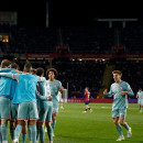 <p>Los jugadores rojiblancos celebran el gol de Rodrigo de Paul frente al Barça. / <strong>Atlético de Madrid</strong></p>