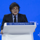 <p>El presidente argentino, Javier Milei, durante su discurso en el Foro de Davos de 2025. / <strong>World Economic Forum / Gabriel Lado</strong></p>