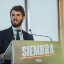 <p>Juan García-Gallardo, durante una rueda de prensa en febrero de 2022.<strong> / Vox</strong></p>