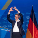 <p>Alice Weidel, candidata a canciller por AfD, en la inauguración de la campaña electoral en Halle (Alemania). 25 de enero de 2025. / <strong>AfD</strong></p>