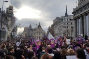 <p>Calle Alcalá (Madrid) durante la manifestación del 8 de marzo de 2020.</p>