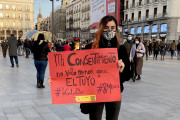 <p>Pancarta el 8M de 2021 en Sol (Madrid).</p>