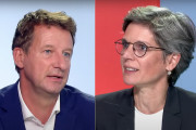 <p>Yannick Yadot y Sandrine Rousseau, los dos candidatos clasificados en la primera vuelta de las primarias de Les Verts.</p>