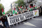 <p>Manifestación en 2010 en Madrid en apoyo al Sáhara. </p>