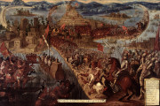 <p><em>Conquista de México por Cortés</em>. Óleo del siglo XVII. Autor desconocido. / <strong>Wikimedia Commons</strong></p>