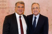 <p>Joan Laporta y Florentino Pérez, durante el almuerzo previo al Clásico de octubre de 2022. / <strong>Real Madrid C.F.</strong></p>