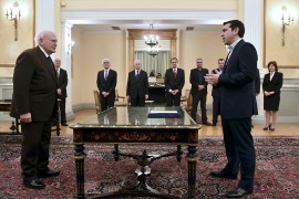 Tsipras jura su cargo ante el presidente de la República, Karolos Papoulias, el pasado 26 de enero.