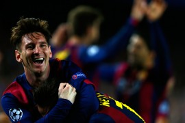 Lionel Messi celebra su tercer gol durante el partido entre el Barcelona y el Bayern Muenchen el pasado 6 de mayo.