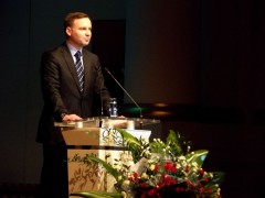 Andrzej Duda durante una conferencia en abril del 2012.