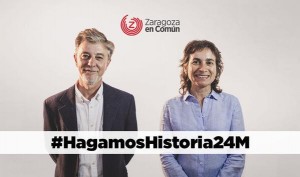 <p>Pedro Santisteve y Luisa Broto, en una imagen de la campaña de Zaragoza en Común. </p>