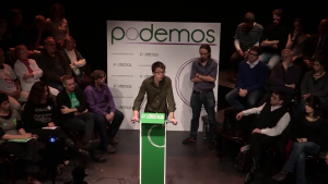 <p>Iñigo Errejón, Pablo Iglesias y Juan Carlos Monedero, durante la presentación de Podemos el pasado 16 de enero de 2014.</p>