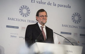 <p>Mariano Rajoy durante el acto organizado por Barcelona Tribuna.</p>