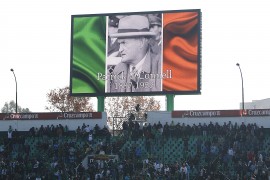 <p>La imagen de Patrick O'Connell en un homenaje que le hizo el Betis en el estadio Benito Villamarín</p>