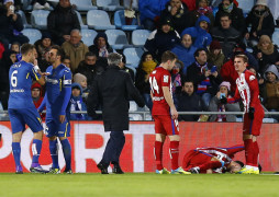 <p>Yannick Carrasco, después de caer lesionado en el pasado Getafe - Atlético de Madrid (0-1)</p>