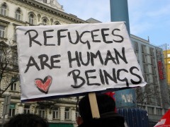 <p>Manifestación en defensa de los refugiados.</p>