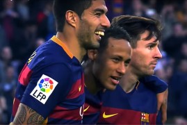 <p>Luis Suárez, Neymar y Messi</p>