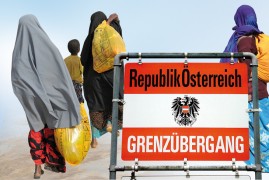<p>Una de las imágenes de propaganda contra la llegada de refugiados que puede verse en la página web de la formación ultraderechista.</p>