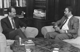 <p>Manuel Chaves y Luis Carlos Rejón, en el año 1990.</p>