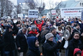 <p>Protestas en 2009 contra el gobierno islandés.</p>