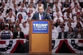<p>Donald Trump se dirige a sus partidarios en un mitin en Las Vegas en febrero de 2016.</p>